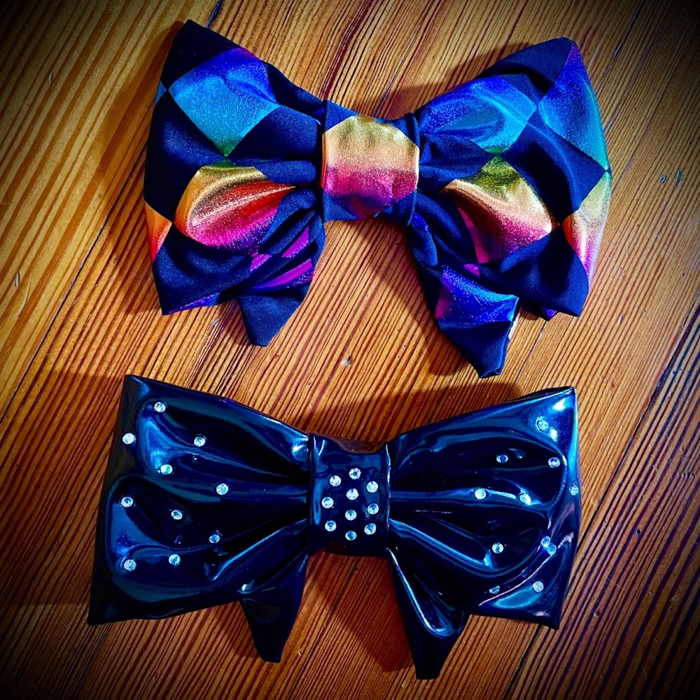 Metallic multicolor or shiny black bling Hair Bow